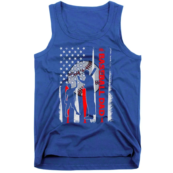 Proud Baseball Dad American Flag Fathers Day Gift Tank Top