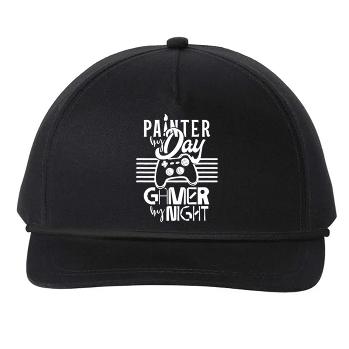 Painter By Day Gamer By Night Job Paint Painting Worker Snapback Five-Panel Rope Hat