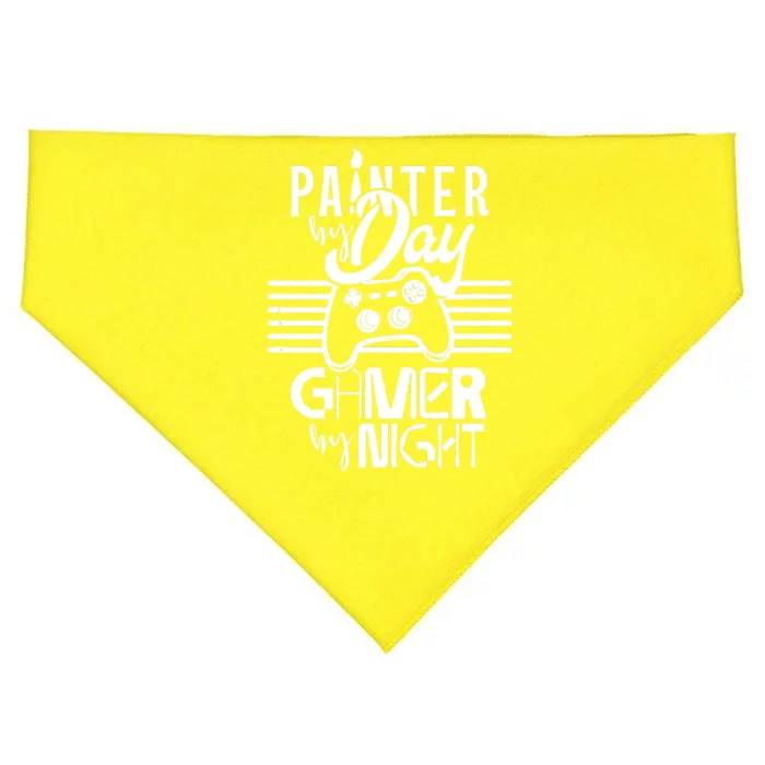 Painter By Day Gamer By Night Job Paint Painting Worker USA-Made Doggie Bandana