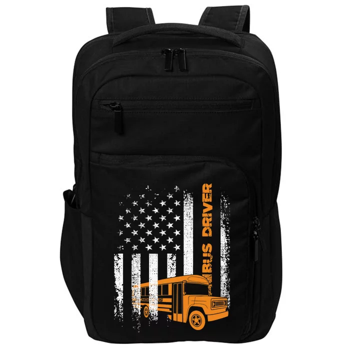 Patriotic Bus Driver USA American Flag - School Bus Driver Impact Tech Backpack