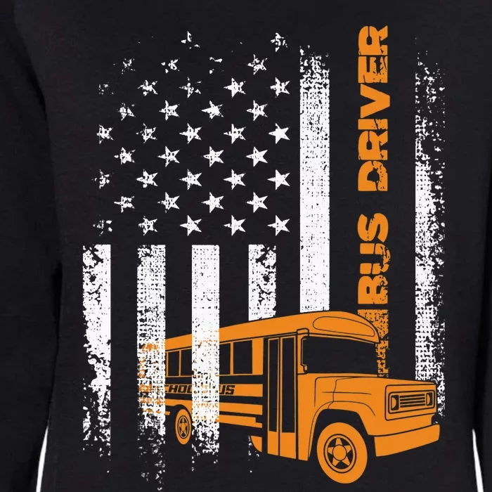 Patriotic Bus Driver USA American Flag - School Bus Driver Womens California Wash Sweatshirt