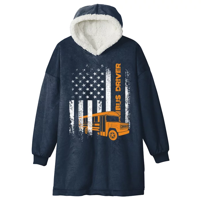 Patriotic Bus Driver USA American Flag - School Bus Driver Hooded Wearable Blanket