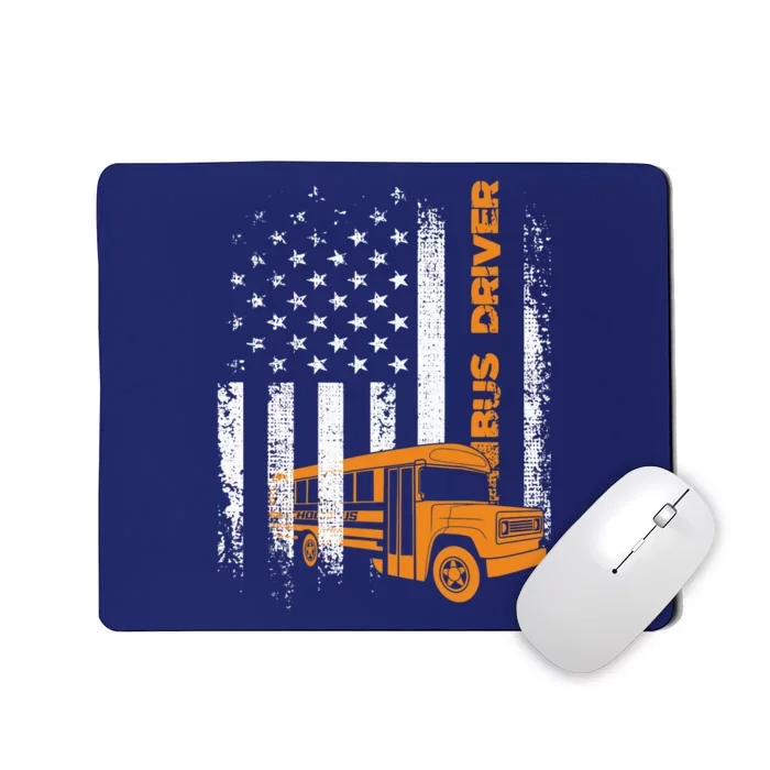 Patriotic Bus Driver USA American Flag - School Bus Driver Mousepad