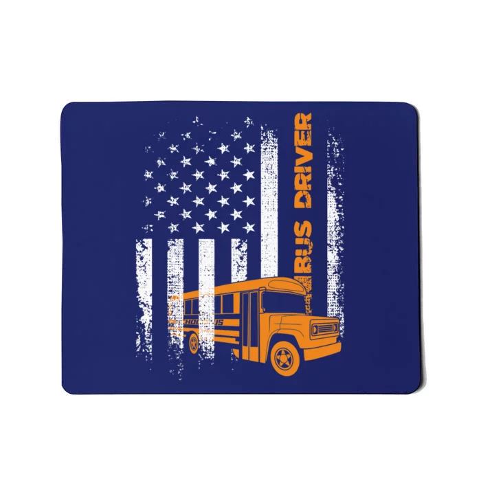 Patriotic Bus Driver USA American Flag - School Bus Driver Mousepad