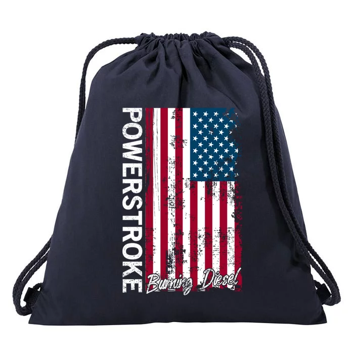 Powerstroke Burning Diesel American Flag Usa Great Gift Drawstring Bag