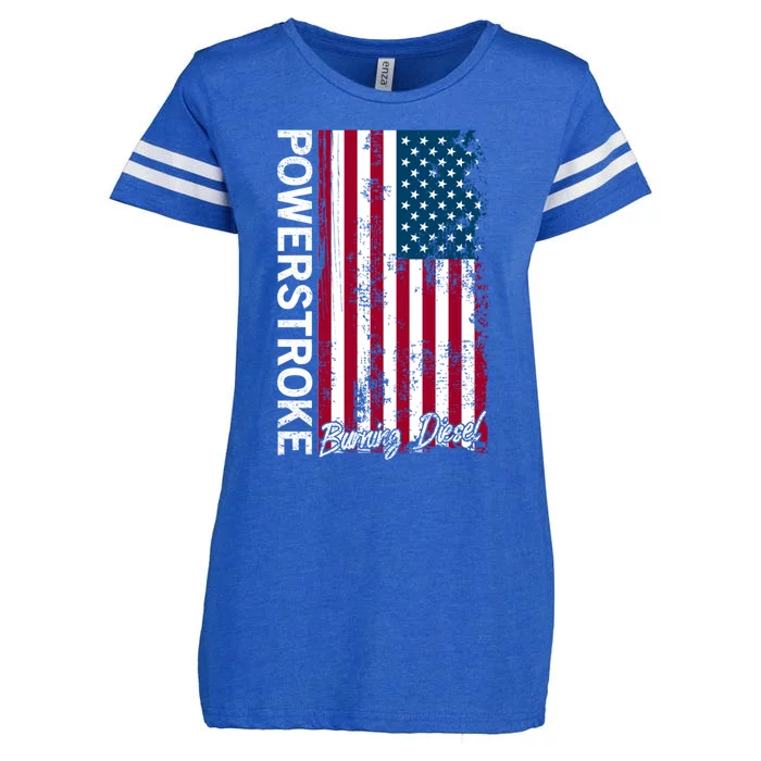 Powerstroke Burning Diesel American Flag Usa Great Gift Enza Ladies Jersey Football T-Shirt