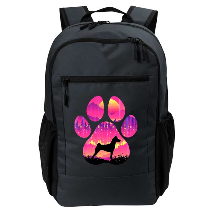 Paw Basenji Dog Mom Dad Mountains Sunset Daily Commute Backpack