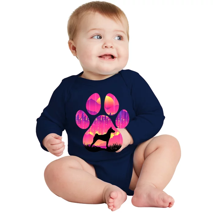 Paw Basenji Dog Mom Dad Mountains Sunset Baby Long Sleeve Bodysuit