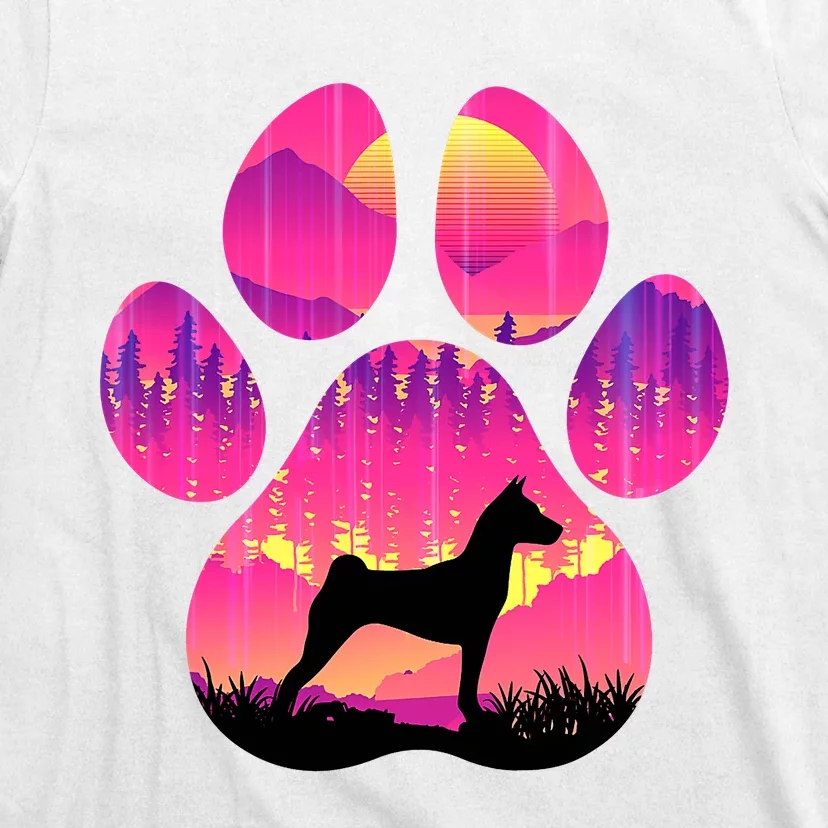 Paw Basenji Dog Mom Dad Mountains Sunset T-Shirt