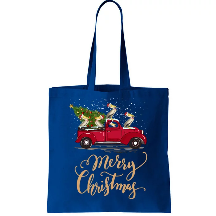 Pelicans Bird Driving Christmas Tree Truck Pelican Christmas Gift Tote Bag