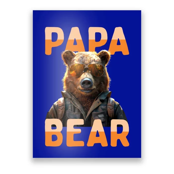 Papa Bear Daddy Bear Dad FatherS Day Grizzly Brown Bears Gift Poster