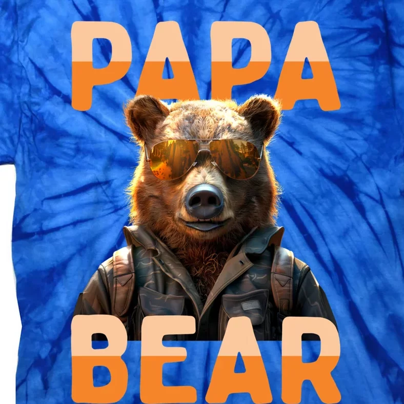 Papa Bear Daddy Bear Dad FatherS Day Grizzly Brown Bears Gift Tie-Dye T-Shirt