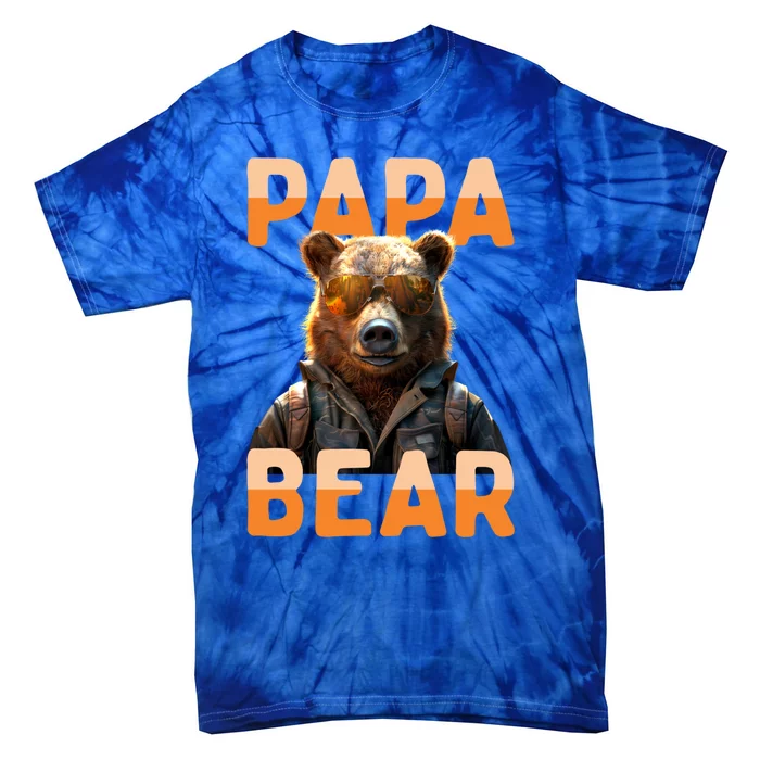 Papa Bear Daddy Bear Dad FatherS Day Grizzly Brown Bears Gift Tie-Dye T-Shirt