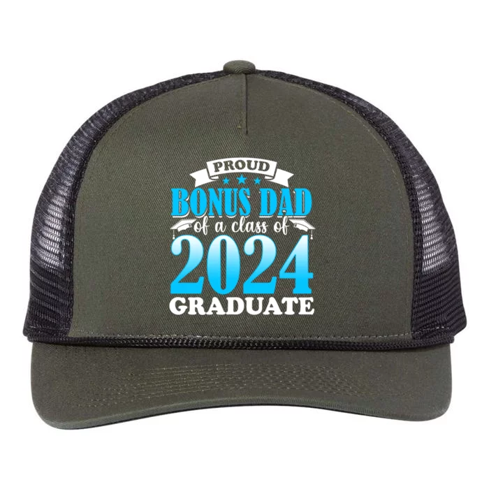 Proud Bonus Dad 2024 Graduate Senior For Step Dad Graduation Great Gift Retro Rope Trucker Hat Cap