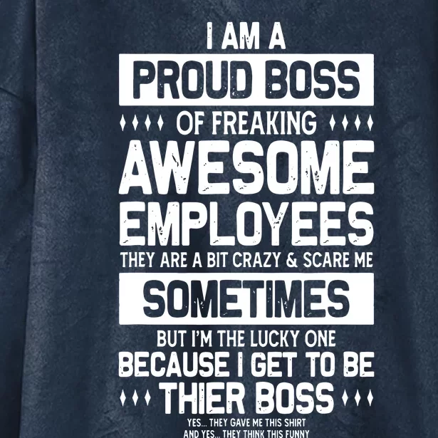 Proud Boss Employee Appreciation Office Funny Boss Hooded Wearable Blanket