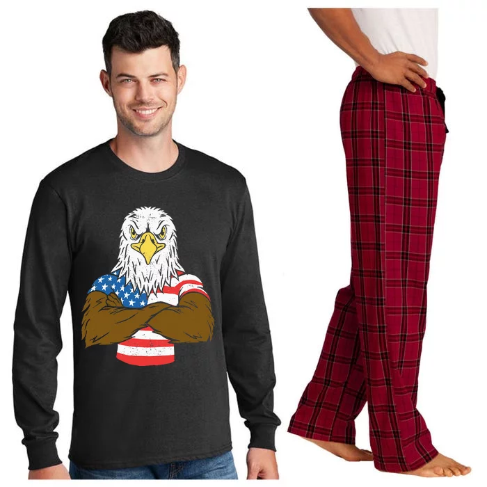 Patriotic Bald Eagle Usa American Flag Long Sleeve Pajama Set