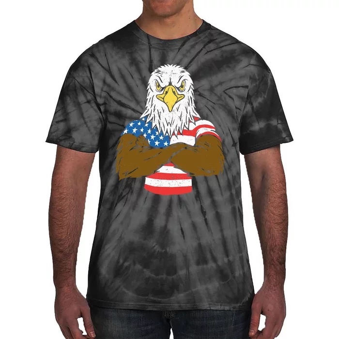 Patriotic Bald Eagle Usa American Flag Tie-Dye T-Shirt