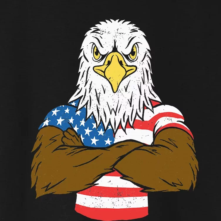 Patriotic Bald Eagle Usa American Flag Women's Crop Top Tee