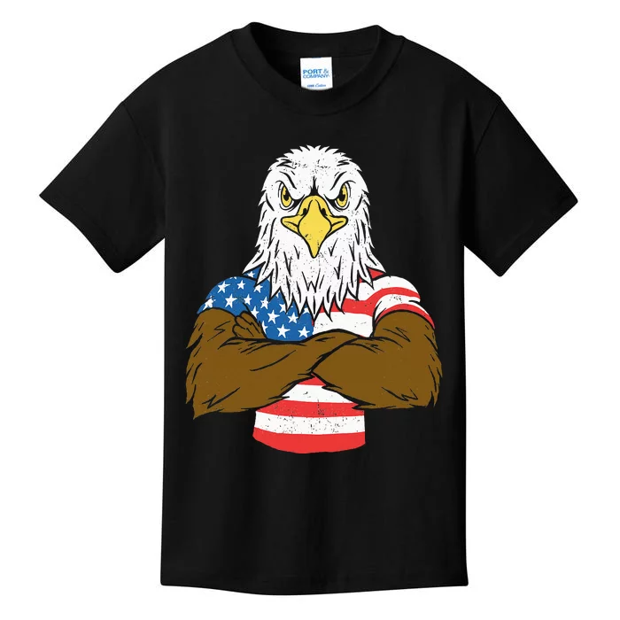 Patriotic Bald Eagle Usa American Flag Kids T-Shirt