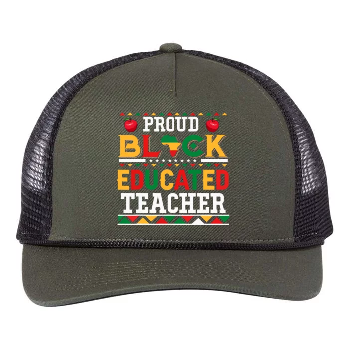 Proud Black Educated Teacher Costume Juneteenth Job Team Retro Rope Trucker Hat Cap