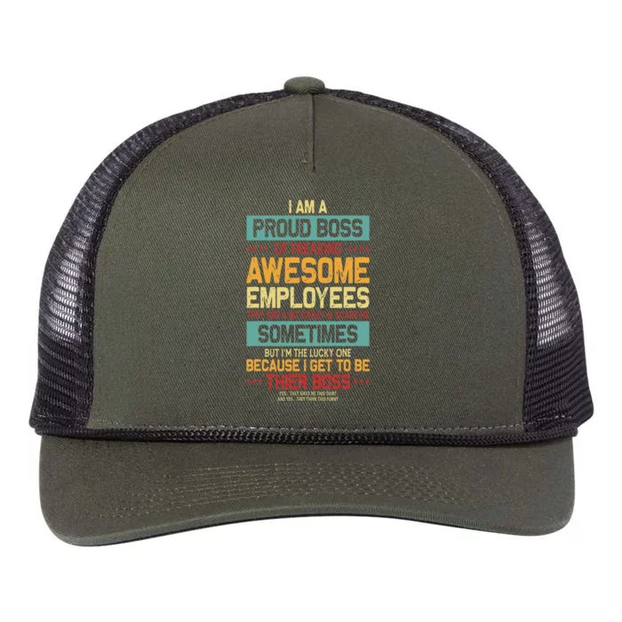 Proud Boss Employee Appreciation Office Retro Rope Trucker Hat Cap