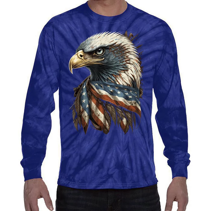 Patriotic Bald Eagle 4th Of July USA American Flag Tie-Dye Long Sleeve Shirt