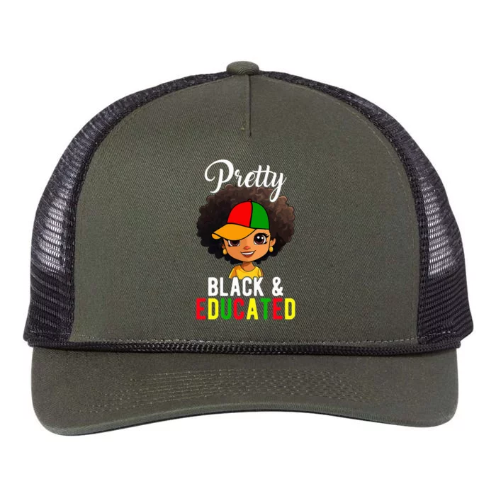 Pretty Black & Educated African American Black History Month Retro Rope Trucker Hat Cap