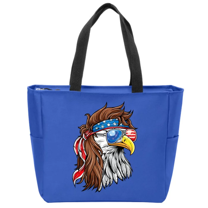 Patriotic Bald Eagle Mullet Usa American Flag 4th Of July Zip Tote Bag