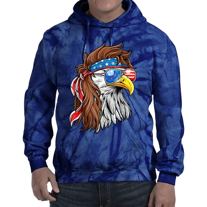 Patriotic Bald Eagle Mullet USA American Flag 4th Of July Tie Dye Hoodie