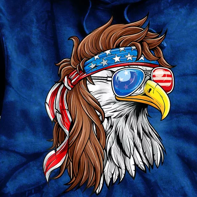 Patriotic Bald Eagle Mullet USA American Flag 4th Of July Tie Dye Hoodie