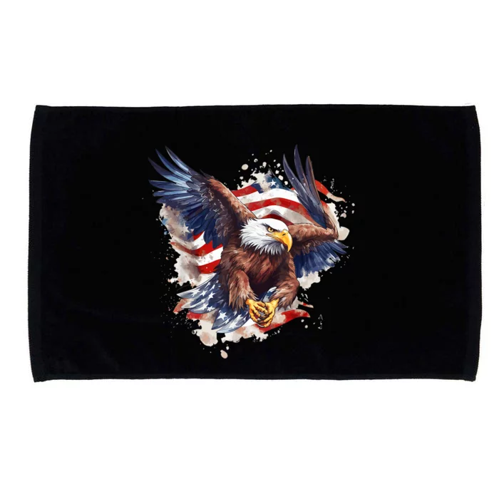 Patriotic Bald Eagle 4th Of July Men USA American Flag Microfiber Hand Towel