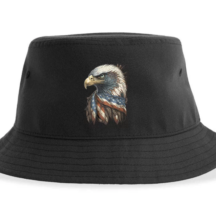 Patriotic Bald Eagle 4th Of July Usa American Flag Sustainable Bucket Hat