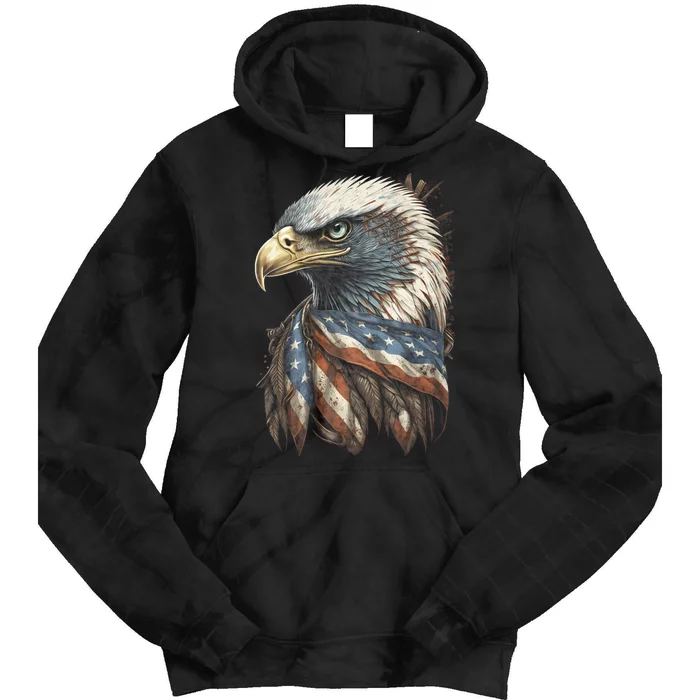 Patriotic Bald Eagle 4th Of July Usa American Flag Tie Dye Hoodie