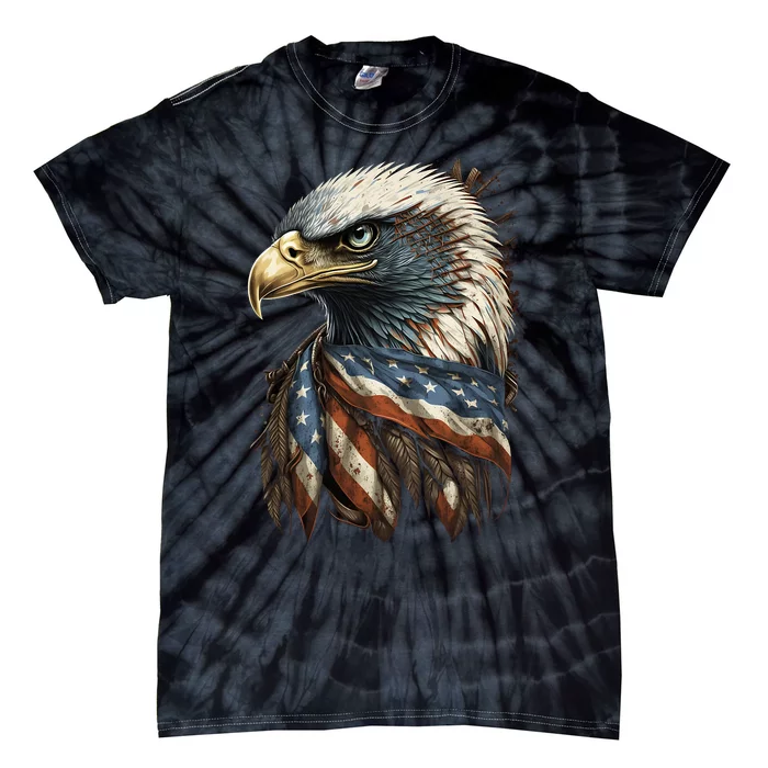 Patriotic Bald Eagle 4th Of July Men USA American Flag Tie-Dye T-Shirt