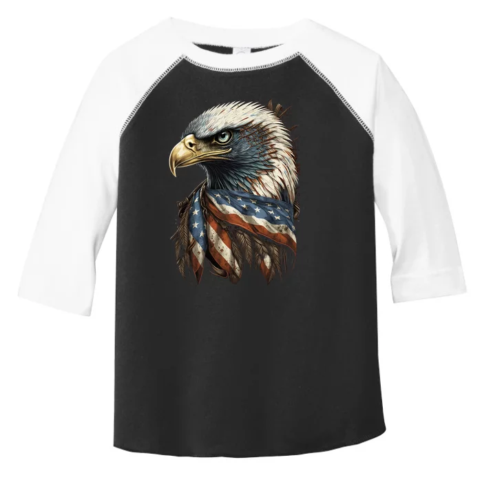 Patriotic Bald Eagle 4th Of July Men USA American Flag Toddler Fine Jersey T-Shirt