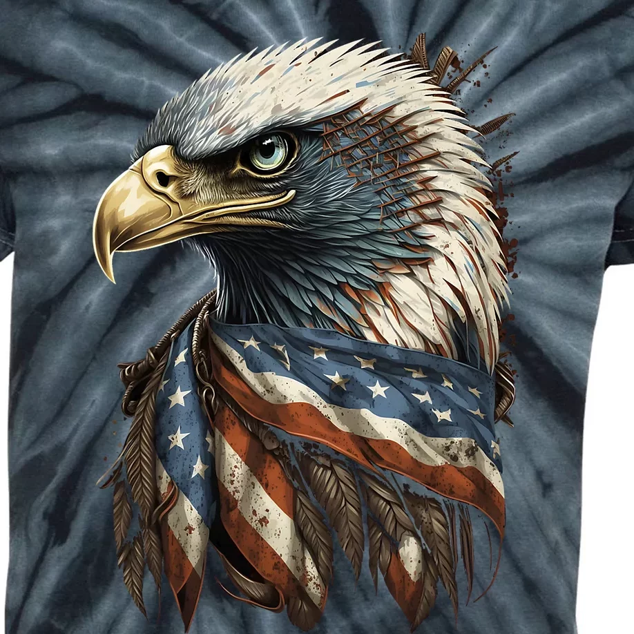 Patriotic Bald Eagle 4th Of July Men USA American Flag Kids Tie-Dye T-Shirt