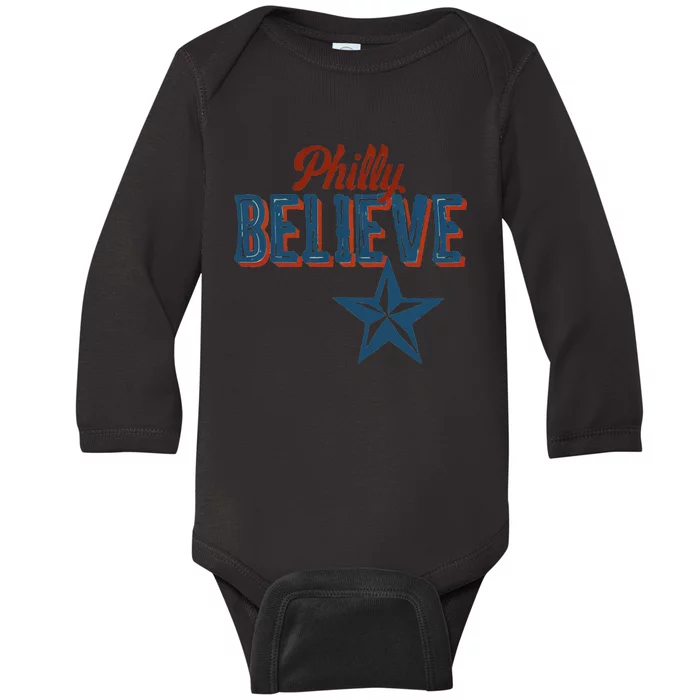 Philly Believe Expression Vintage Style Baby Long Sleeve Bodysuit