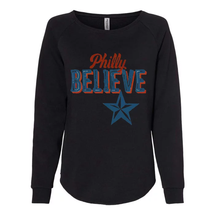 Philly Believe Expression Vintage Style Womens California Wash Sweatshirt