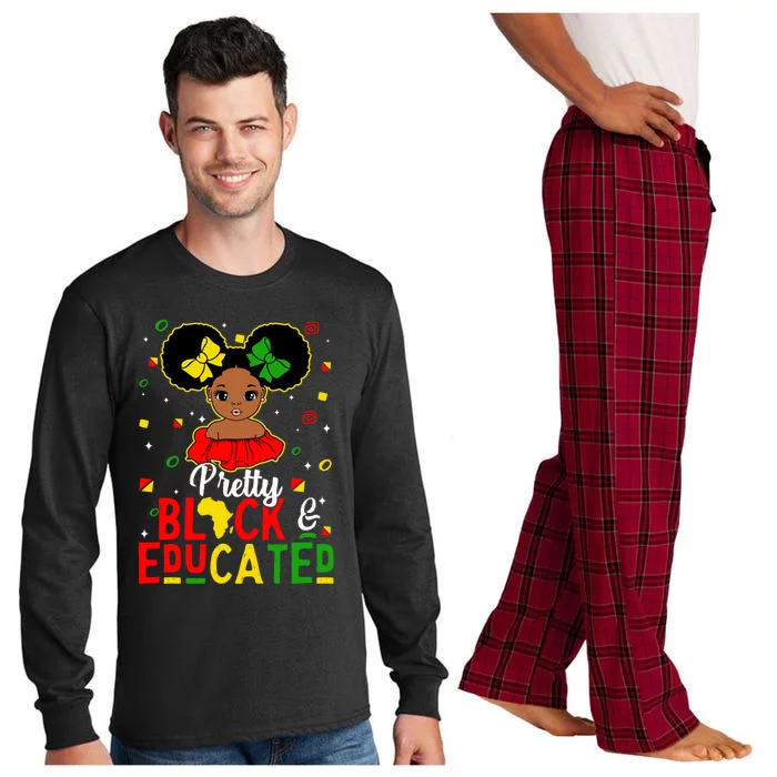 Pretty Black Educated Black History Juneteenth Gift Long Sleeve Pajama Set