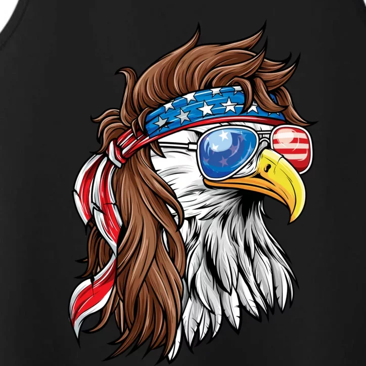 Patriotic Bald Eagle Mullet USA American Flag 4th Of July Performance Tank