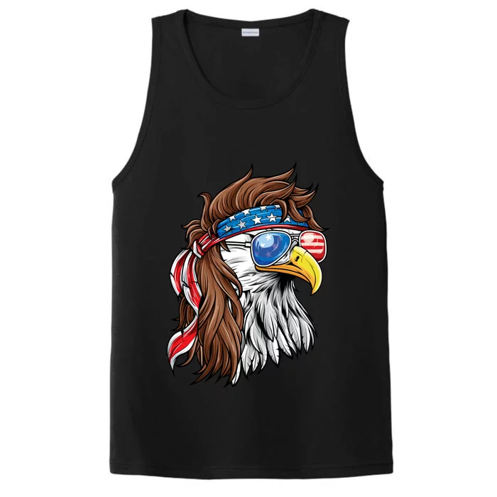 Patriotic Bald Eagle Mullet USA American Flag 4th Of July Performance Tank