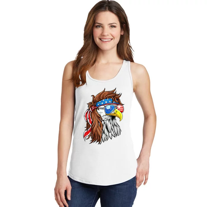 Patriotic Bald Eagle Mullet Usa American Flag Ladies Essential Tank