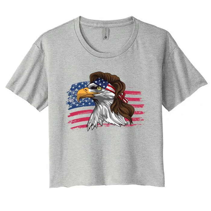 Patriotic Bald Eagle Mullet Usa American Flag 4th Of July Great Gift Women's Crop Top Tee