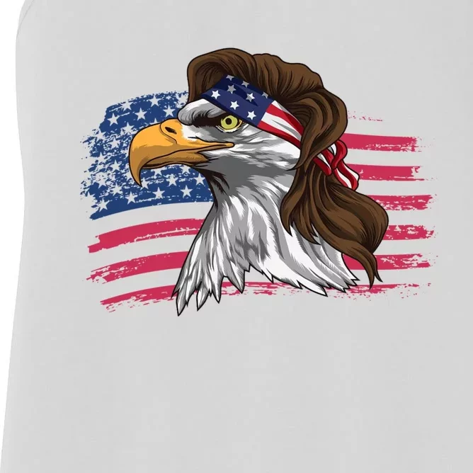 Patriotic Bald Eagle Mullet Usa American Flag 4th Of July Great Gift Women's Racerback Tank