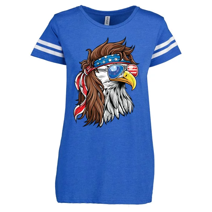 Patriotic Bald Eagle Mullet Usa American Flag 4th Of July Meaningful Gift Enza Ladies Jersey Football T-Shirt