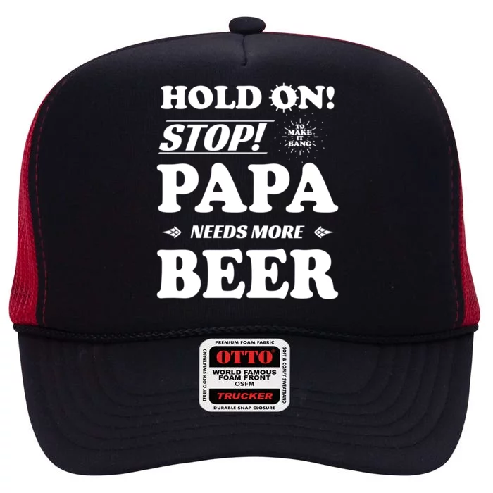 Papa Beer Er Gift Dads Funny Fathers Day Gift High Crown Mesh Trucker Hat