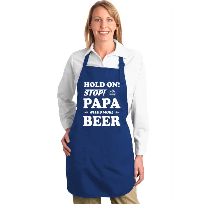 Papa Beer Er Gift Dads Funny Fathers Day Gift Full-Length Apron With Pocket