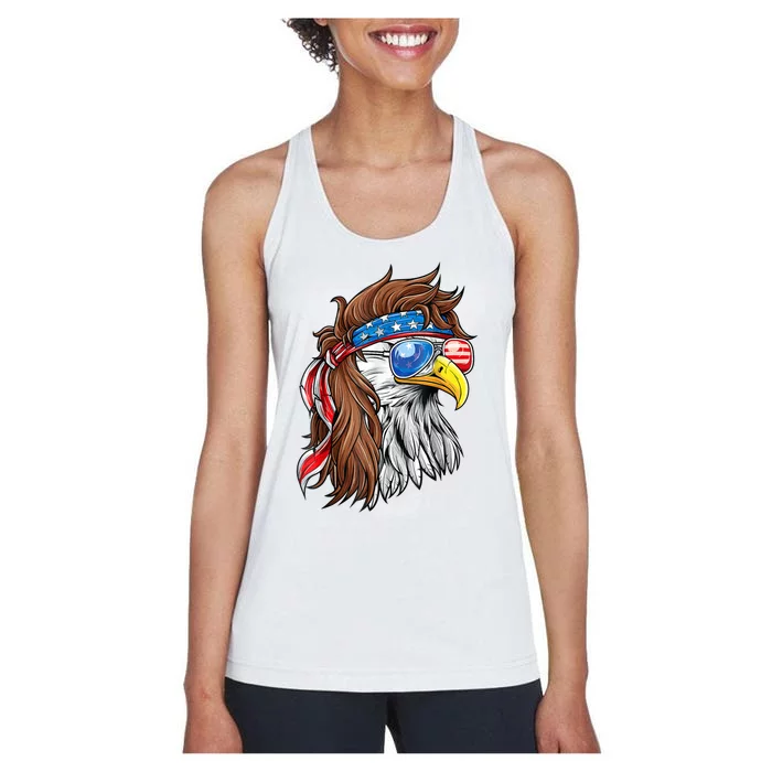 Patriotic Bald Eagle Mullet Usa American Flag 4th Of July Gift Women's Racerback Tank