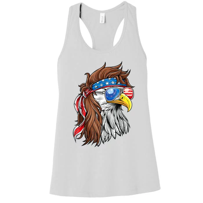 Patriotic Bald Eagle Mullet Usa American Flag 4th Of July Gift Women's Racerback Tank