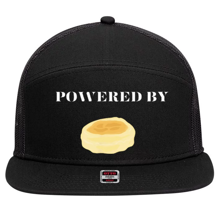 Powered By English Muffins 7 Panel Mesh Trucker Snapback Hat